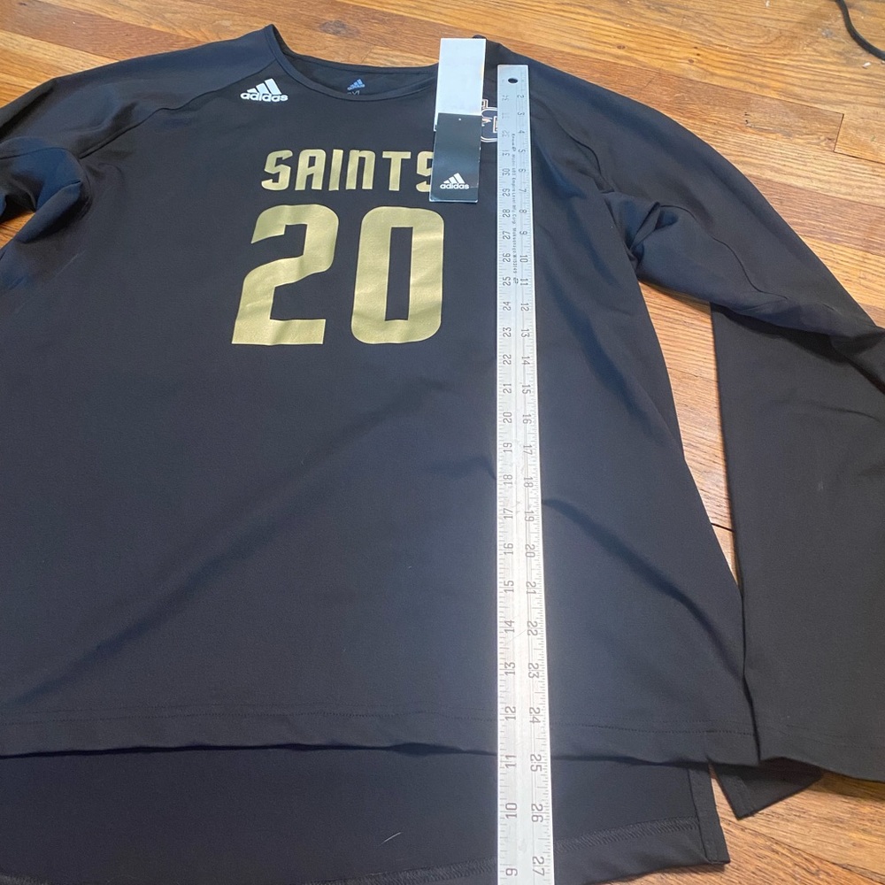 Adidas Saints 20 mens Long Sleeve Performance Tee Black Gold Size 2XL NWT - Picture 3 of 7